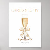 パール&プロセッコブライダルシャワーウィズサイン ポスター (正面)