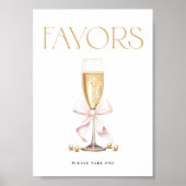 パール&プロセッコブライダルシャワーウィズサイン ポスター (正面)