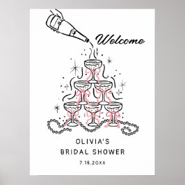 パール&プロセッコブライダルシャワーウェルカムサインポステ ポスター