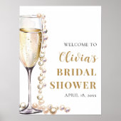 パール&プロセッコブライダルシャワーウェルカムサイン ポスター (正面)