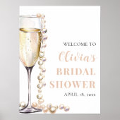 パール&プロセッコブライダルシャワーウェルカムサイン ポスター (正面)