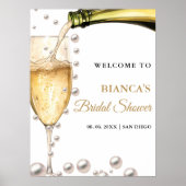 パール&プロセッコブライダルシャワーウェルカムサイン ポスター (正面)