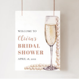 パール&プロセッコブライダルシャワーウェルカムサイン ポスター