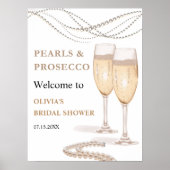 パール&プロセッコブライダルシャワーウェルカムサイン ポスター (正面)
