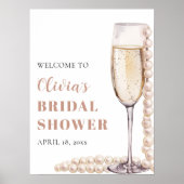 パール&プロセッコブライダルシャワーウェルカムサイン ポスター (正面)