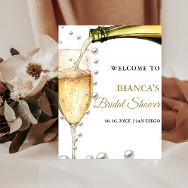 パール&プロセッコブライダルシャワーウェルカムサイン 台座サイン
