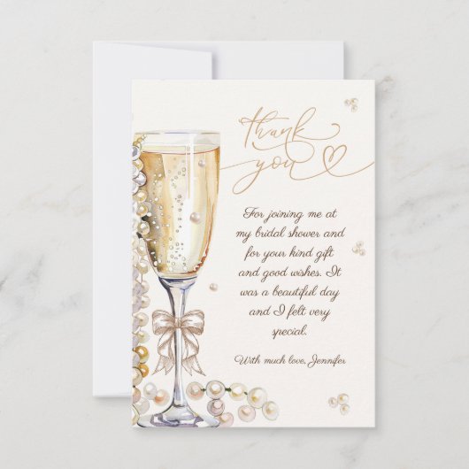 パール&プロセッコブライダルシャワーサンキューユア サンキューカード (正面)