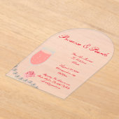 パール&プロセッコブライダルシャワーピンク招待状 アクリル招待状 (レイダウン)