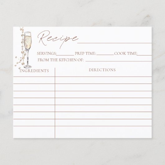 パール・プロセッコブライダルシャワーレシピカード (正面)
