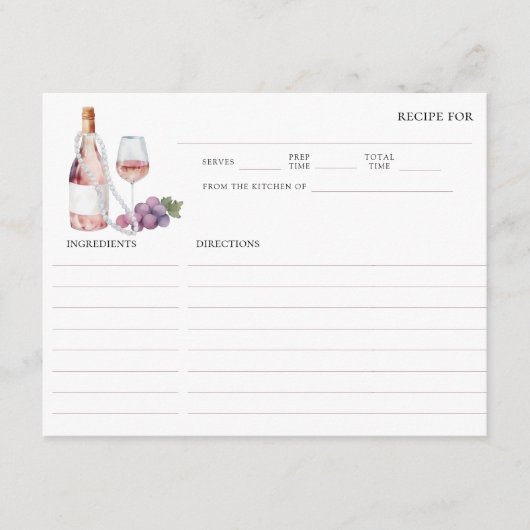 パール&プロセッコブライダルシャワーレシピカード エンクロージャーカード (正面)