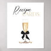 パール&プロセッコブライダルシャワーレシピカード ポスター (正面)