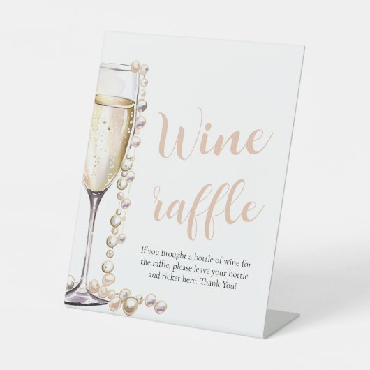 パール&プロセッコブライダルシャワーワインラッフルゲーム 台座サイン (正面)