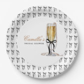 パール&プロセッコブラックボウブライダルシャワー ペーパープレート (正面)