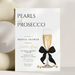 パール&プロセッコブラックボウブライダルシャワー 招待状