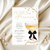 パール&プロセッコブラックボウブライダルシャワー 招待状