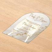 パール&プロセッコモダンエレガントブライダルシャワー アクリル招待状 (レイダウン)