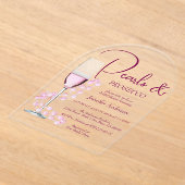 パール&プロセッコモダンエレガントブライダルシャワー アクリル招待状 (レイダウン)