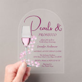 パール&プロセッコモダンエレガントブライダルシャワー アクリル招待状 (インサイチュ (ポータブル))