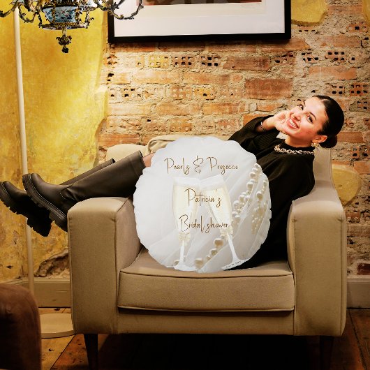 パール&プロセッコモダンエレガントブライダルシャワー ラウンドクッション