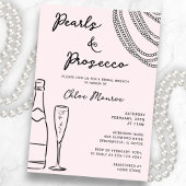 パール&プロセッコモダン赤面ピンクブライダルブランチ 招待状