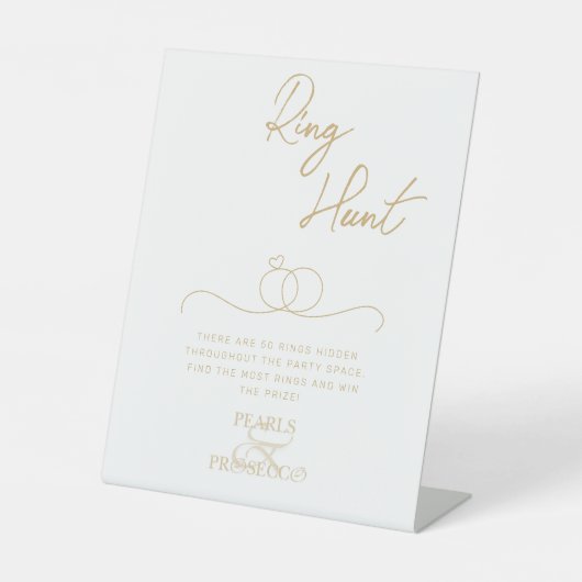 パール&プロセッコリングや輪狩りブライダルシャワーカスタム 台座サイン (正面)