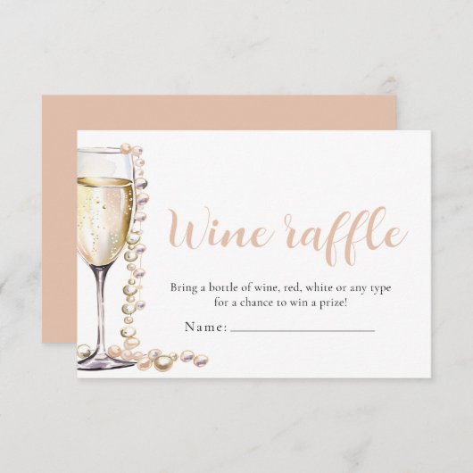 パール&プロセッコワインラッフルブライダルシャワーゲーム 招待状 (正面/裏面)