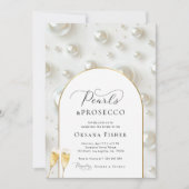 パール&プロセッコ洗練されたブライダルシャワー 招待状 (正面)