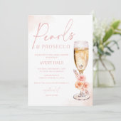 パール&プロセッコ赤面ウォーターカラーブライダルシャワー 招待状 (スタンド正面)