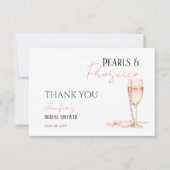 パール&プロセッコ赤面ピンクブライダルシャワー サンキューカード (正面)