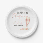 パール&プロセッコ赤面ピンクブライダルシャワー ペーパープレート (正面)