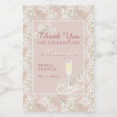 パール&プロセッコ赤面フローラブライダルシャワー ワインラベル (シングルラベル)