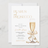 パール&プロセッコ金ゴールドミニマルブライダルシャワー 招待状 (正面)