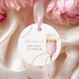 パール＆プロセッコ ピンクゴールド ブライダルシャワー フェイバータグ