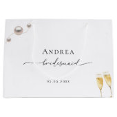 パール プロセッコ ブライダルシャワー ブライズメイド 感謝 ラージペーパーバッグ (正面)