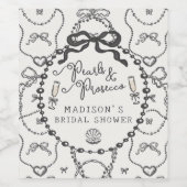 パール＆プロセッコ ブラックボウ ブライダルシャワーのお土産 ワインラベル (シングルラベル)