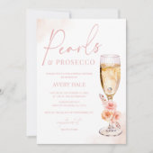 パール＆プロセッコ ブラッシュ ウォーターカラー ブライダル シャワー 招待状 (正面)