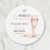 パール＆プロセッコ ブラッシュ ピンク ウェディング シャワー ギフト フェイバータグ (正面)