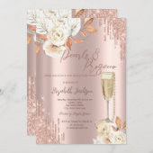 パール プロセッコ ボヘミア ローズ ブライダル シャワー 招待状 (正面/裏面)