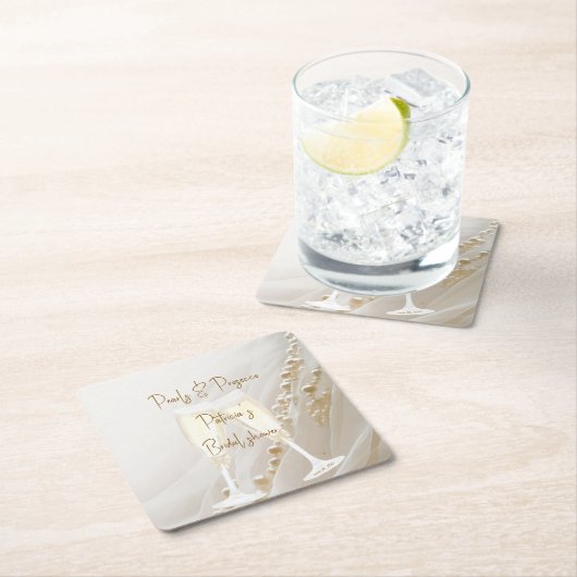 パール＆プロセッコ モダンエレガント スクエアペーパーコースター (インサイチュ)