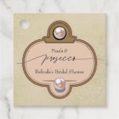 パール&プロセッコ – ヴィンテージシックブライダルシャワー フェイバータグ (正面)