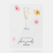 パール、ペタル + プロセッコ | ウェディングシャワーのお出迎え アクリルサイン (正面)