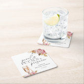 パール ペタル & プロセッコ フラワーブライダルシャワー スクエアペーパーコースター (インサイチュ)