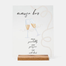 パール、ペタル＆プロセッコ | ミモザ バー シャワー アクリルサイン