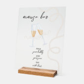 パール、ペタル&プロセッコ | ミモザ バー シャワー アクリルサイン (傾斜)