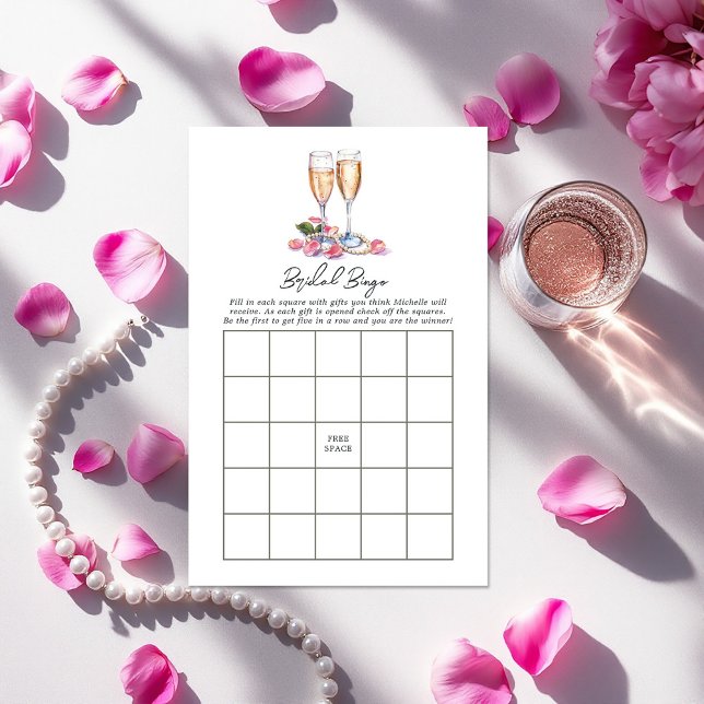 パール、ペタ、プロセッコブライダルシャワービンゴゲーム (Pearls and Prosecco Bridal Shower Bingo Game)