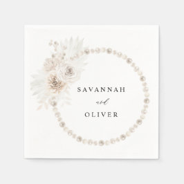 パール&ホワイトフローラ名ナプキンス2 スタンダードカクテルナプキン