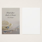 パール、リングや輪、ブルーレース結婚式の引き出物ラベル (正面&裏面)