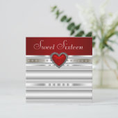 パール ルビーレッド ハート スウィート シックスティーン 誕生日 招待状 (スタンド正面)