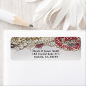 パール&レッドバレンタインラブジュエリー招待状 ラベル (インサイチュ)