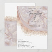 パール ローズゴールド マーブル アゲート カリグラフィー 招待状 (正面/裏面)